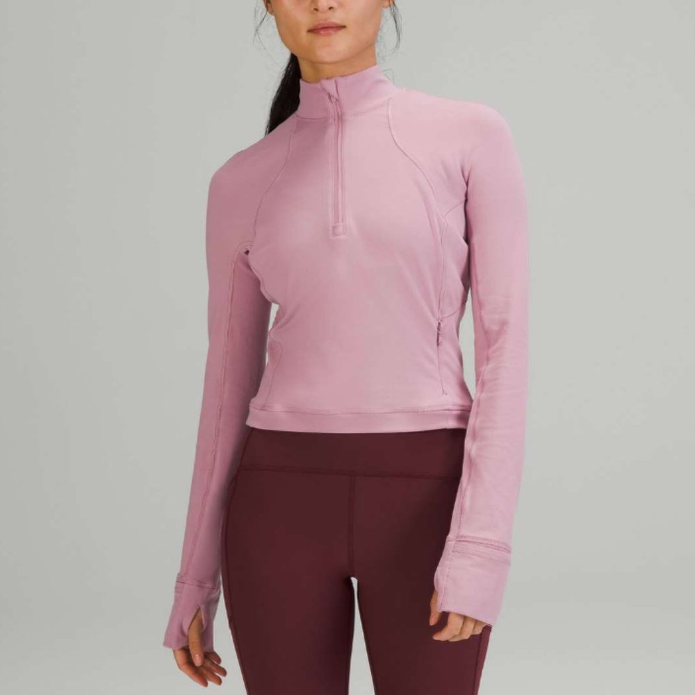 LULUEMON RIBBED RULU RUN CROPPED HALF ZIP